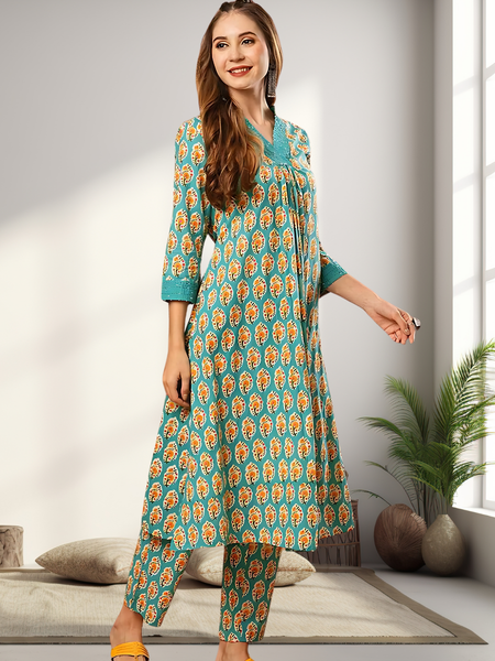 A-Line Planted Kurta With Pant