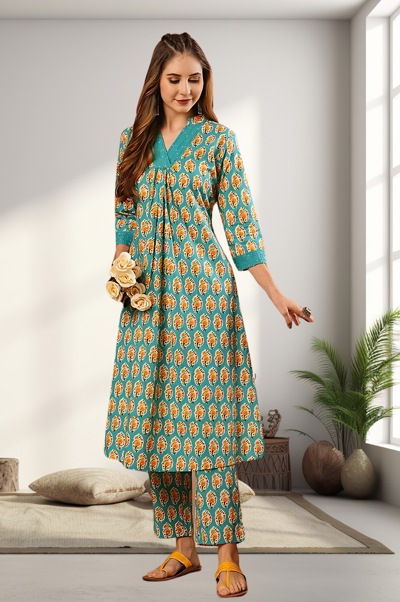 A-Line Planted Kurta With Pant