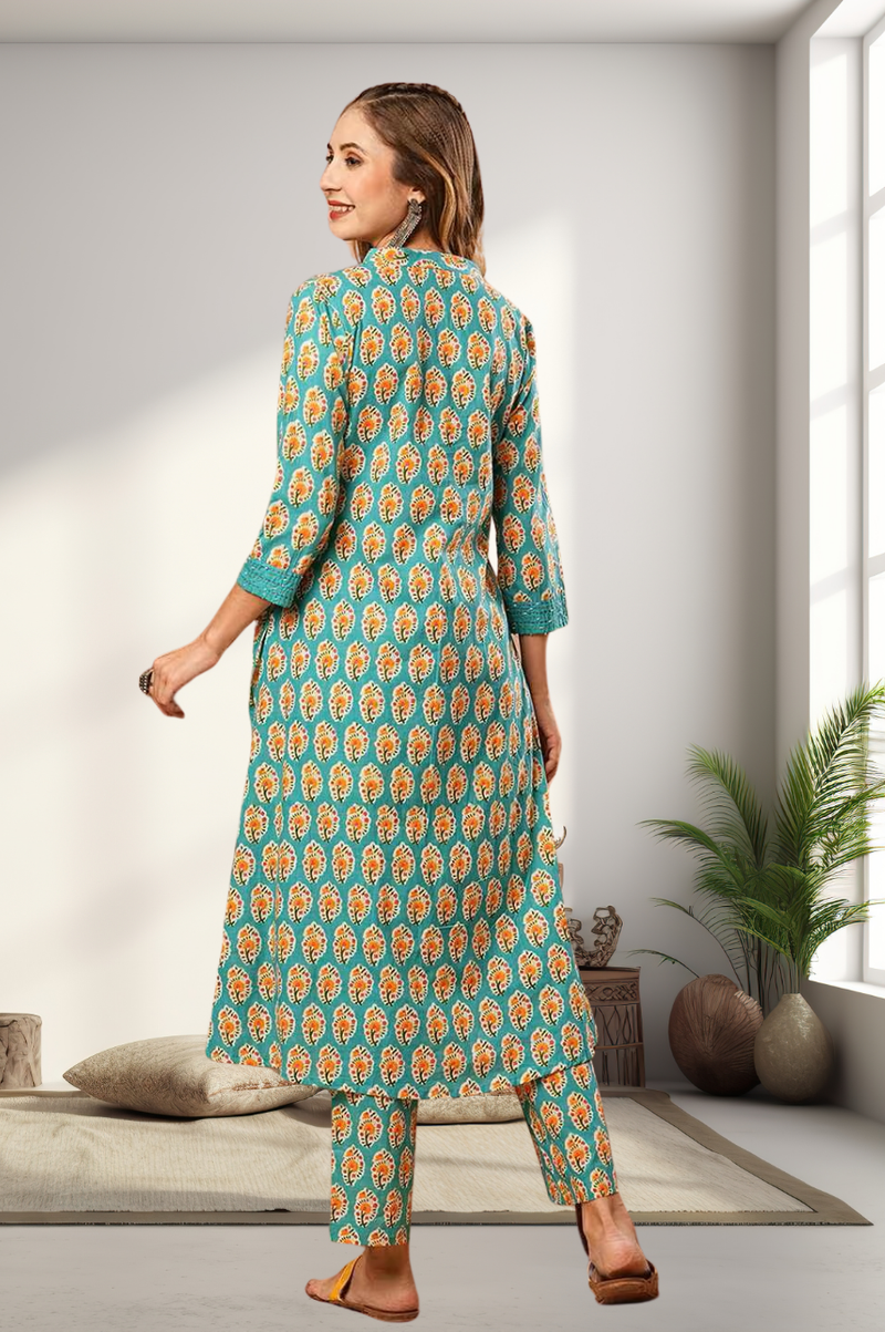 A-Line Planted Kurta With Pant