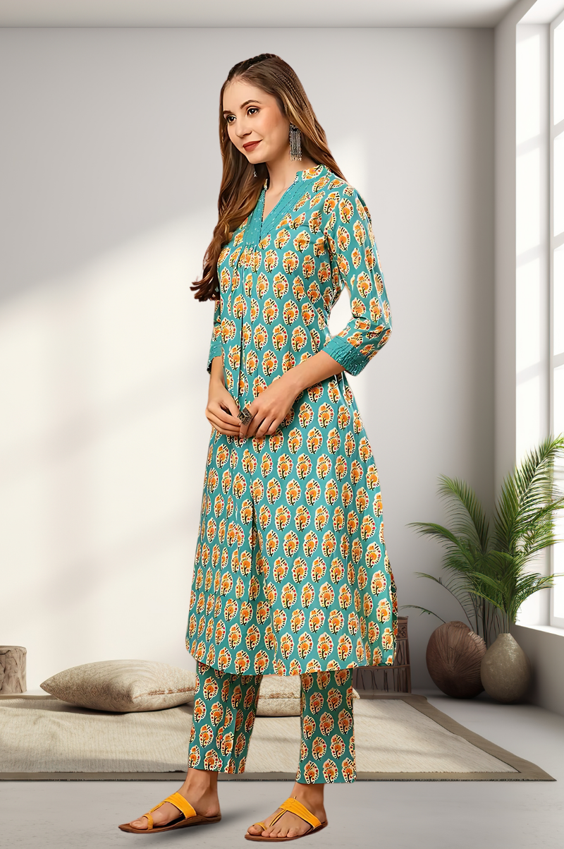 A-Line Planted Kurta With Pant