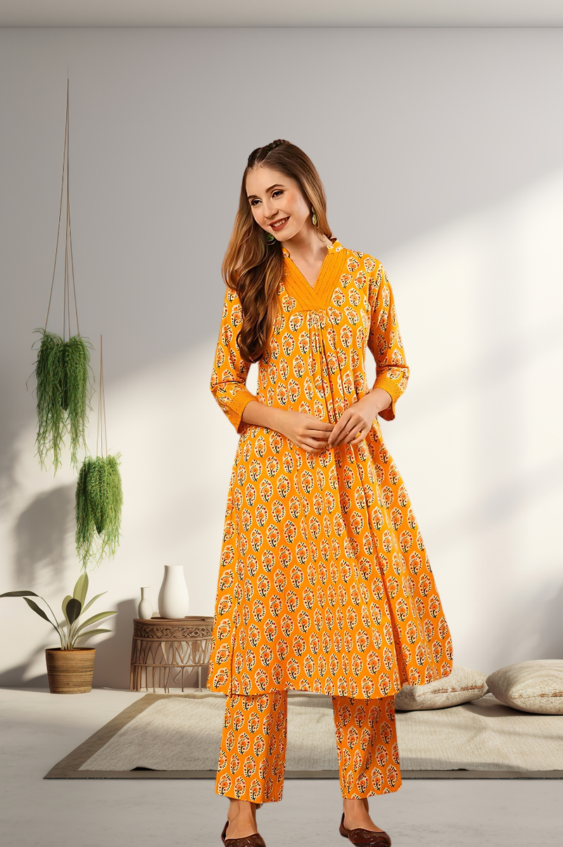 A-Line Planted Kurta With Pant