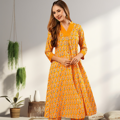 A-Line Planted Kurta With Pant