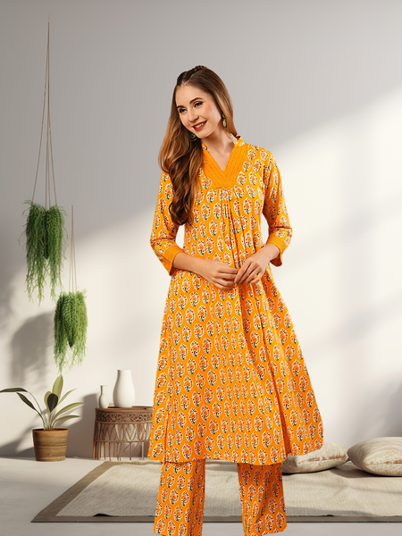 A-Line Planted Kurta With Pant