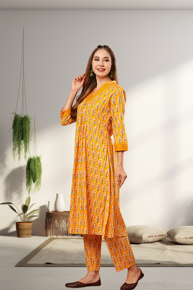A-Line Planted Kurta With Pant