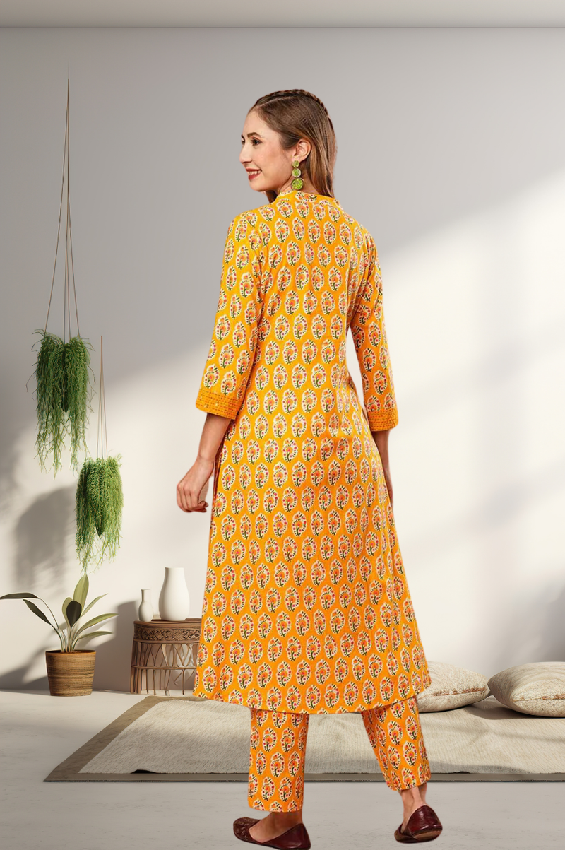 A-Line Planted Kurta With Pant
