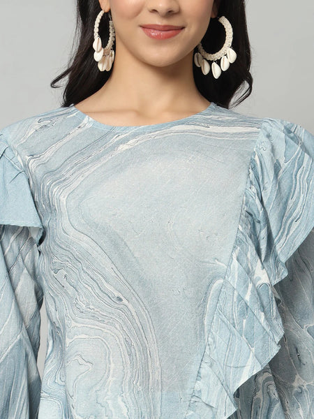Abstract Ruffle Top Co-ord Set