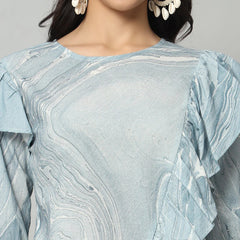 Abstract Ruffle Top Co-ord Set