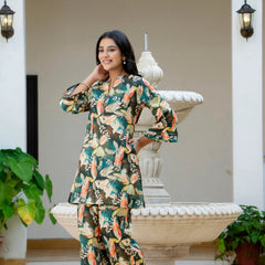 Dusky Feather Print Co-ord Set