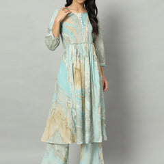 Pastel Marble Elegance – Flowy Dress