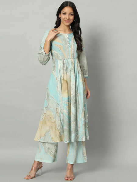 Pastel Marble Elegance – Flowy Dress