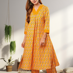 A-Line Planted Kurta With Pant