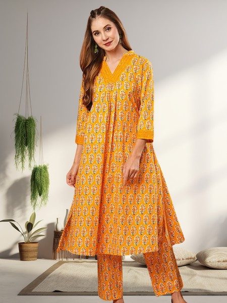 A-Line Planted Kurta With Pant