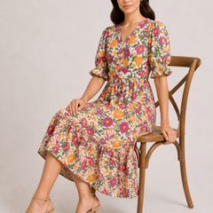 Floral midi sleeve dress