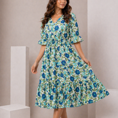 Floral midi sleeve dress