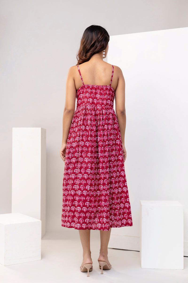 Scarlet Charm Strappy Midi Dress