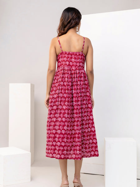 Scarlet Charm Strappy Midi Dress