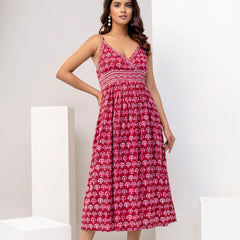 Scarlet Charm Strappy Midi Dress