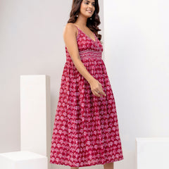 Scarlet Charm Strappy Midi Dress
