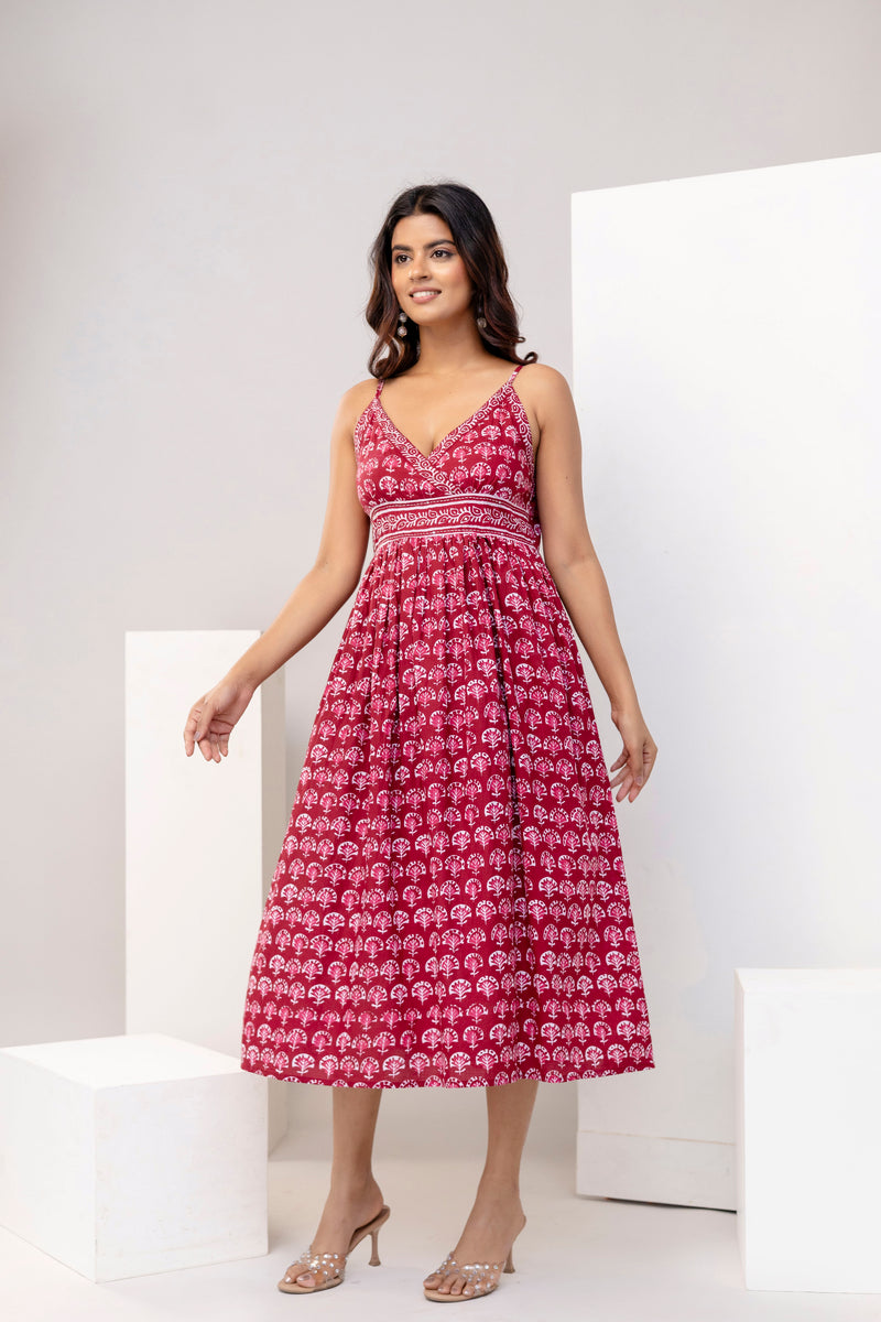 Scarlet Charm Strappy Midi Dress