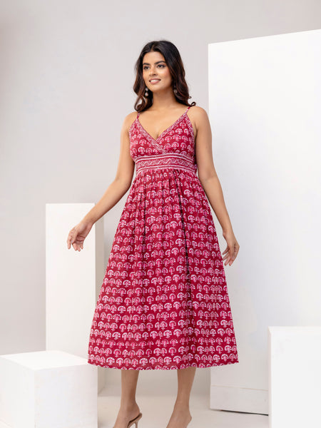 Scarlet Charm Strappy Midi Dress