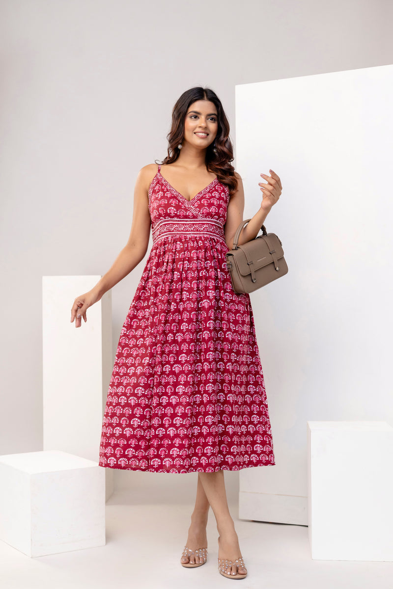Scarlet Charm Strappy Midi Dress