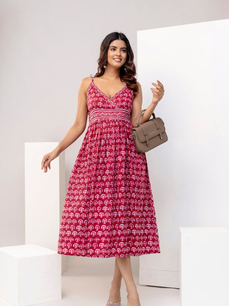 Scarlet Charm Strappy Midi Dress