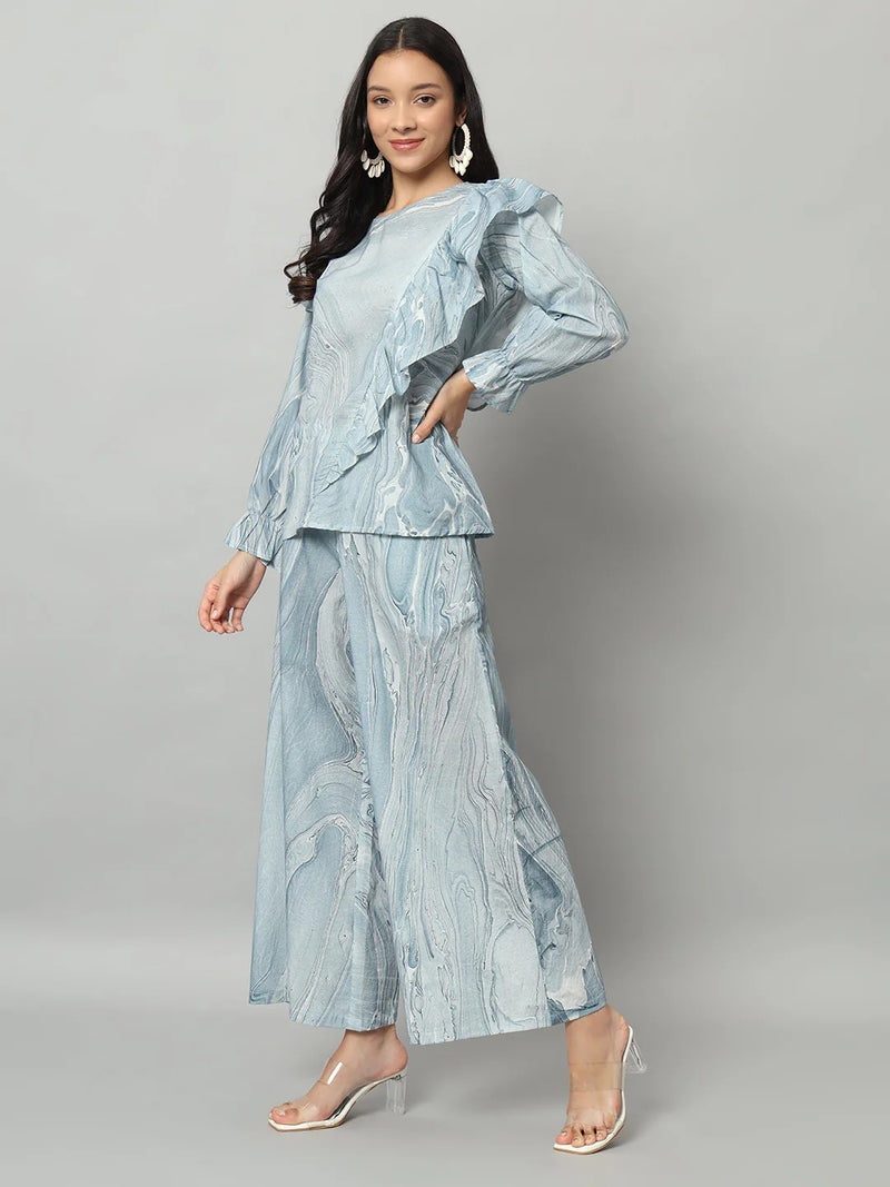 Abstract Ruffle Top Co-ord Set
