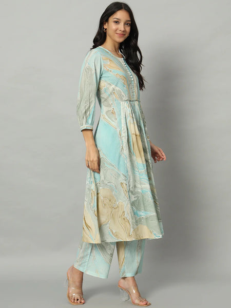 Pastel Marble Elegance – Flowy Dress