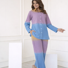 Brown Blue Ombre Co-ord Set