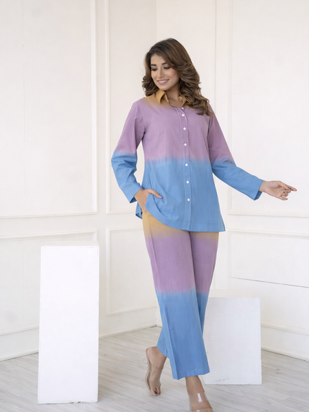 Brown Blue Ombre Co-ord Set
