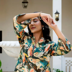 Dusky Feather Print Co-ord Set