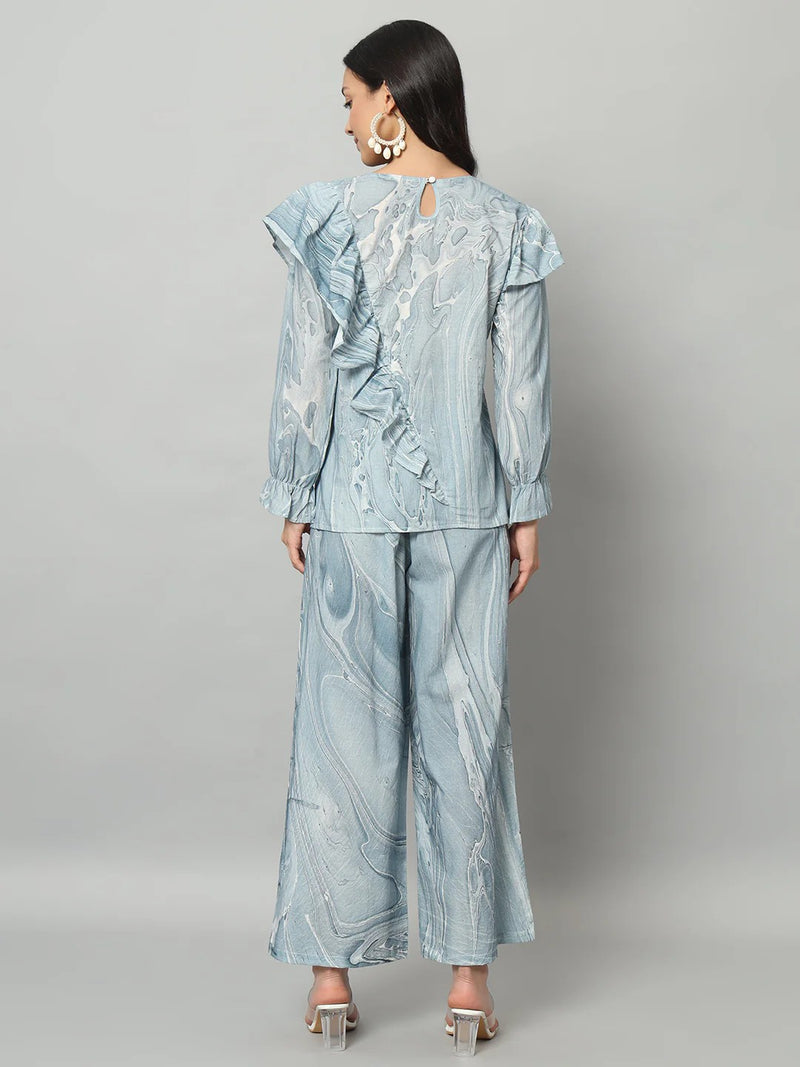 Abstract Ruffle Top Co-ord Set