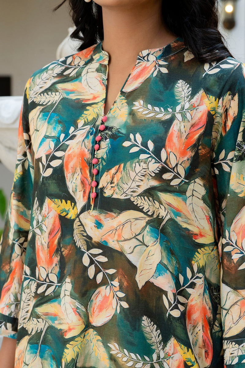 Dusky Feather Print Co-ord Set