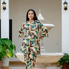 Dusky Feather Print Co-ord Set