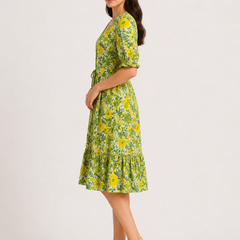 Floral midi sleeve dress