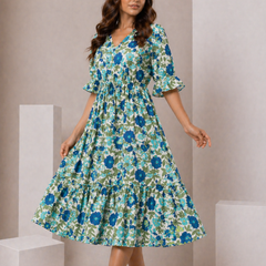 Floral midi sleeve dress