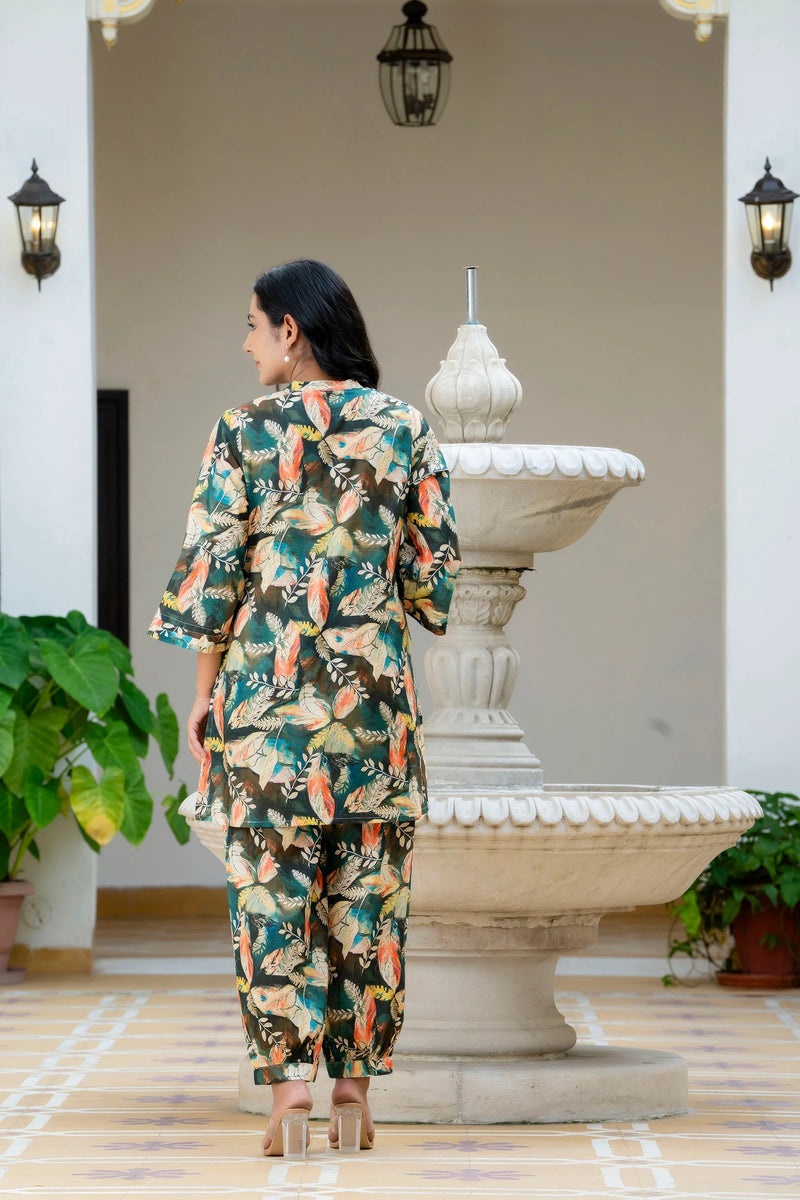 Dusky Feather Print Co-ord Set