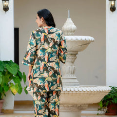 Dusky Feather Print Co-ord Set
