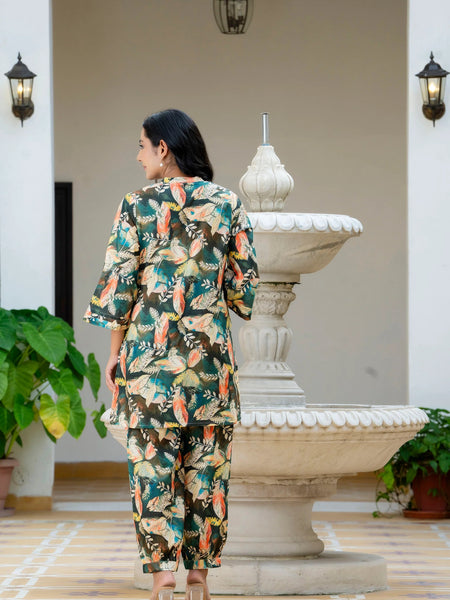 Dusky Feather Print Co-ord Set