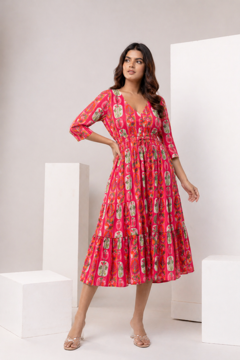 candy bloom midi dress