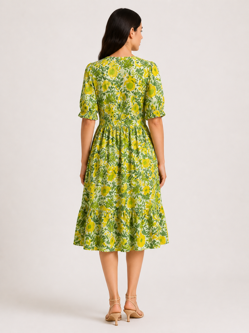 Floral midi sleeve dress