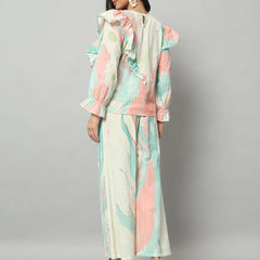 Abstract Ruffle Top Co-ord Set