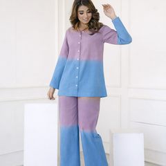 Brown Blue Ombre Co-ord Set