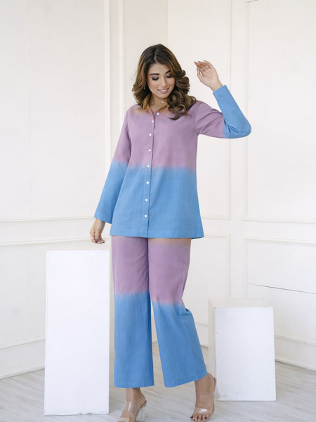 Brown Blue Ombre Co-ord Set