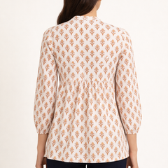 Amber Blossom Handblock Tunic Top