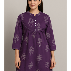 Terracotta Leaf Printed Casual Top
