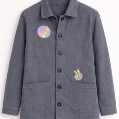 Peace Patch Cotton Utility Jacket – Washed Grey