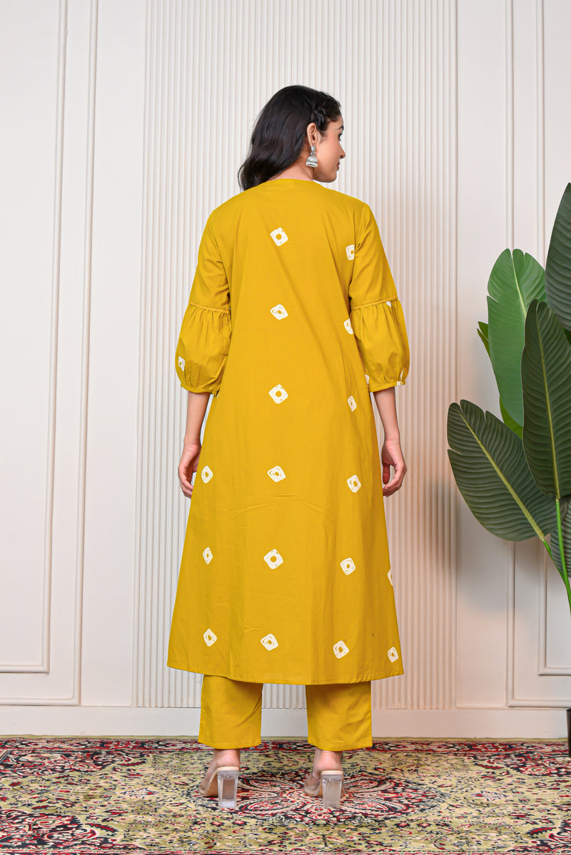 Women’s Yellow Anarkali Ethnic Set