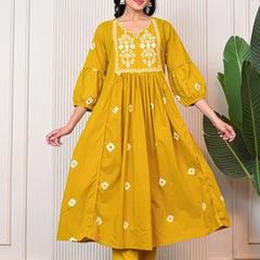 Women’s Yellow Anarkali Ethnic Set