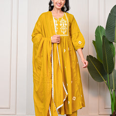 Women’s Yellow Anarkali Ethnic Set